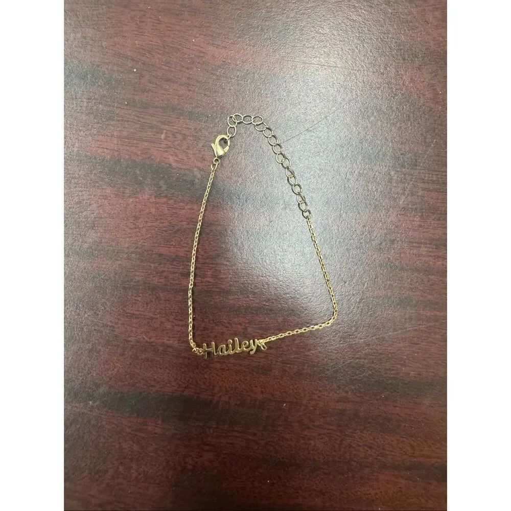 Gold Hailey Name Dainty Adjustable Bracelet